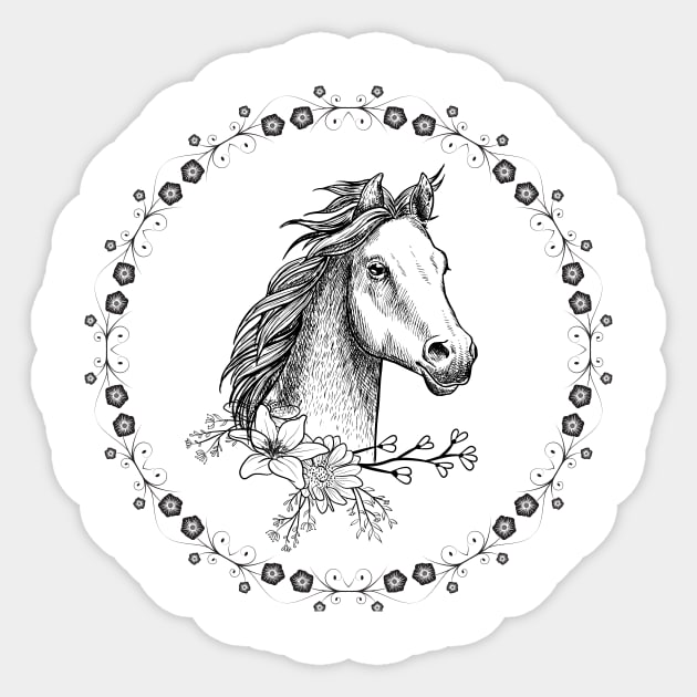 Horse design Floral Look Sticker by NICHE&NICHE